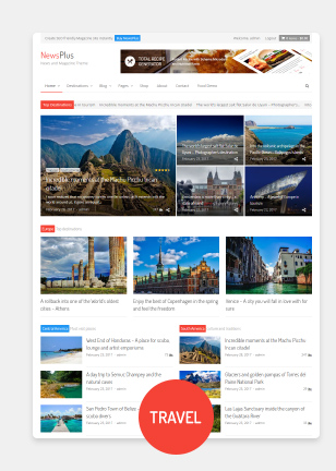 NewsPlus旅行博客/美食博客/时尚杂志新闻网WordPress主题