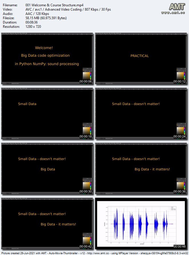 Python NumPy大数据代码优化实战训练视频教程：MoviePy声音处理+计算机视觉