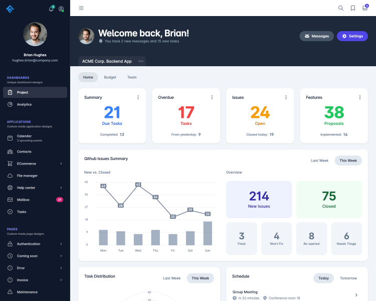 Fuse Angular管理后台面板和仪表盘Angular 13+模板V15.2.1