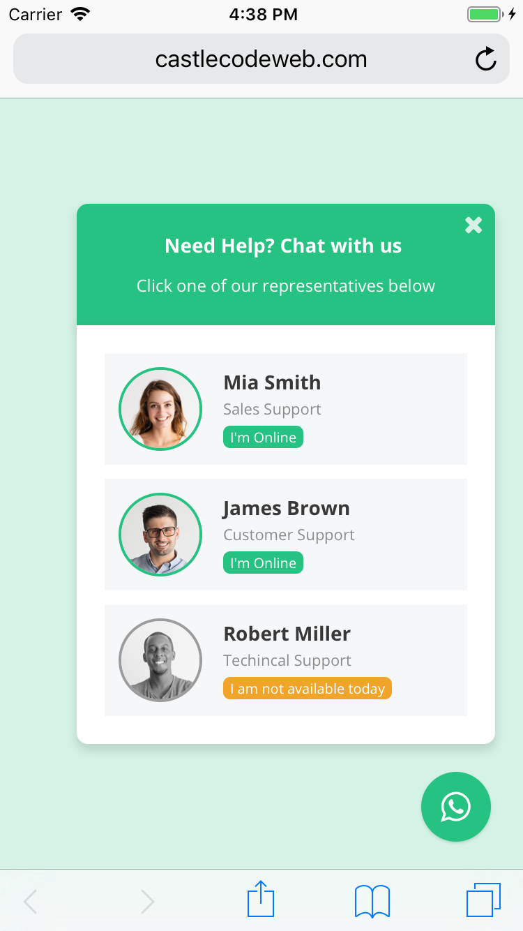 WhatsApp售后服务支持在线客服聊天jQuery源码 网站集成WhatsApp聊天工具
