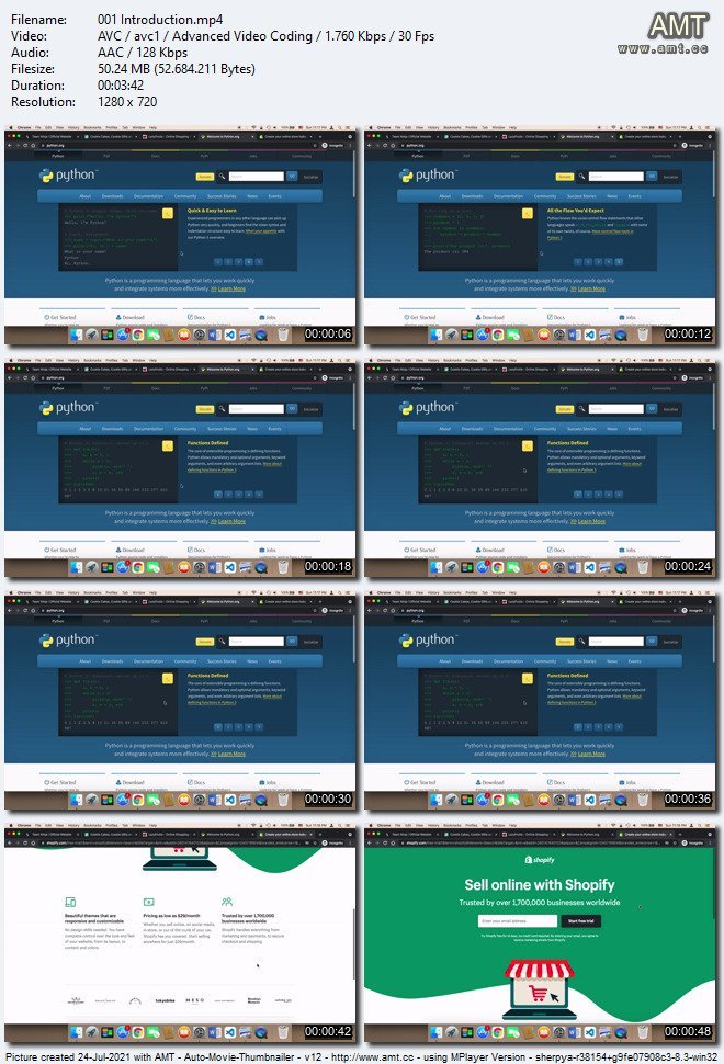 Shopify电子商务网产品数据采集Python脚本开发视频教程