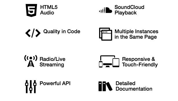 JQPlayer响应式HTML5音乐和广播音频播放器jQuery插件V1.2